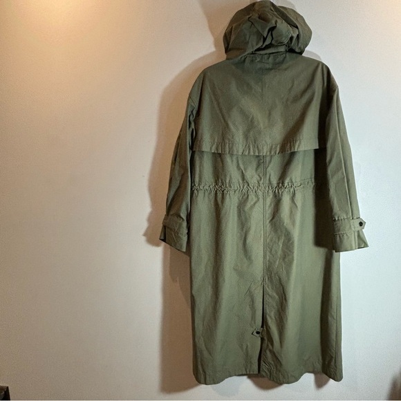ZARA Sz M-L Trench Hooded Full Zip Snaps Drawstring Military Cargo Style Coat - Picture 10 of 15